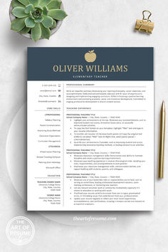 The Art of Resume Template | Navy Blue Resume Template Bundle Art Teacher Resume, Substitute Teacher Resume, Resume For Teachers Leaving Teaching, Resume Teacher Examples, Teacher Resume Examples Experienced