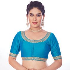 Blue color Blouse in Silk fabric with Thread, Zari work Engagement Reception, Reception Lehenga, Color Blouse, Dupion Silk, Zari Work, Thread Work, Salwar Kameez, Silk Fabric, Lehenga