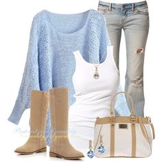 Baby Blue Sweater, Fall Baby Clothes, Blue Denim Shirt, Weather Outfits, Jumper Outfit, Style Goals, Clothing Casual, Mode Casual, Rocker Chic