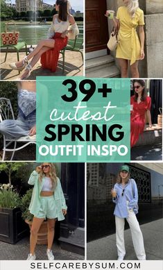 the best season of the year is here which means it's time to bring forth the colors and sundresses. these spring outfits are so adorable and aesthetic Fun Spring Outfits, Dress With Loafers, Spring Birthday Outfit, Spring Party Outfit, Dressy Spring Outfits, Matching Top And Shorts, Pastel Shirt, Outfits Dressy, Cute Spring Outfits