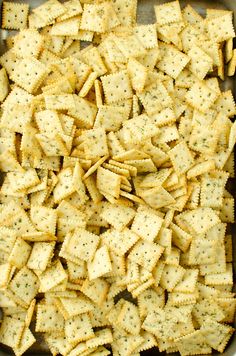 some crackers are in a pan on the table