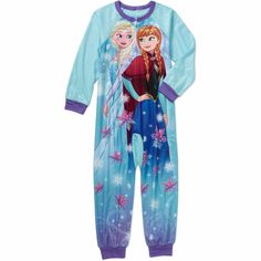 the frozen princess and prince pajama is blue with purple trims on it