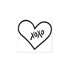 a heart with the word xoxo written on it in black and white ink