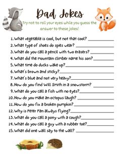 a printable worksheet for kids to learn how to say bad jokes