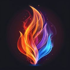 colorful fire flames on a black background