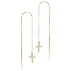 Carry a reminder of your faith with these cross threader earrings by LUMINOR GOLD. Click on this JEWELRY & WATCHES GUIDE to learn about fit, styles, materials and more! Carry a reminder of your faith with these cross threader earrings by LUMINOR GOLD. Click on this JEWELRY & WATCHES GUIDE to learn about fit, styles, materials and more! FEATURES 2.3 in. drop Backings: threader Metal: 14k gold Plating: 14k gold Finish: polished Packaging: velvety pouch Size: One Size. Gender: female. Age Group: ad Threader Earrings, Gold Cross, Gold Plating, Gold Finish, Gender Female, Jewelry Earrings Dangle, Jewelry Watches, Age Group, Dangle Earrings