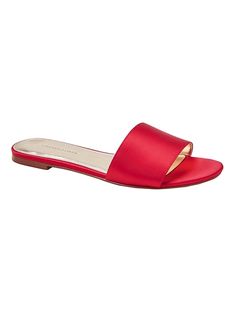 Satin Slide Sandal | Banana Republic Classic Summer Slides With Cushioned Footbed, Classic Flat Slides For Summer, Classic Formal Slides For Summer, Classic Slide Sandals With Synthetic Material, Classic Synthetic Slide Sandals, Classic Summer Slip-on Slippers, Classic Slip-on Summer Slippers, Classic Slide Sandals, Wide Straps