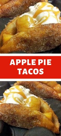 apple pie tacos with whipped cream on top