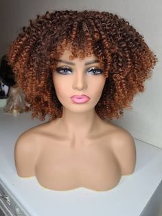 kinky wig synthetic fringe Revlon Hair Dye, Curly Wig Hairstyles, Bang Fringe, Curly Full Lace Wig, Layered Wig, Wigs Curly, Brown Curls, Honey Brown Hair, Brown Curly Hair