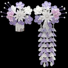 http://www1.odn.ne.jp/maya/english/k57.htm Kanzashi Tutorial, Tsumami Kanzashi, Plum Blossoms, Kimono Design, Kanzashi Flowers, Japanese Hairstyle, Cloth Flowers, Japanese Crafts