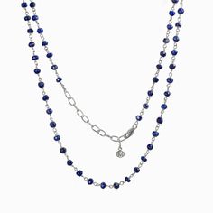 Lapis Lazuli beaded chain necklace with pendant on model Lapis Lazuli Necklace, Lapis Lazuli Beads, Birthstone Gifts, Mens Pendant, Pendant Rings, Opal Rings, Bead Crafts, Beaded Chain, Ring Necklace