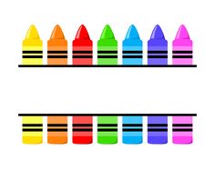 a row of crayons on a white background with the colors in each row