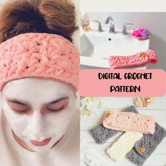 a collage of photos with different types of crochet headbands on them