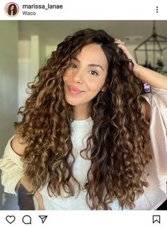 Curly Hair With Golden Highlights, Curly Golden Highlights, Gold Brown Curly Hair, Golden Brown Curly Hair, Pintura Highlights Curly, Curly Hair Journey, Curly Hair Cut, Layered Curly Hair