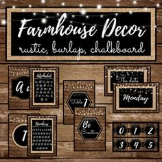 the farm house decor rustic burlap chalkboard calendar is shown on a wooden wall