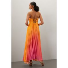 Yellow (100% Polyester). Gowns. Sleeveless. Sweetheart neckline. Tie closure. 56" from shoulder to hemline. Made in the USA of imported fabric.¬† Minimal Gold Jewelry, Pleated Maxi Dress, Rent The Runway, Pleated Maxi, Closet Designs, Summer Events, Hair Updos, Sweetheart Neckline, Made In The Usa