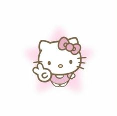 a hello kitty wallpaper with the word hello kitty written in pink on it's face