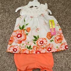 Coral/Peach Never Worn Before Summer/Spring Top And Bottom Set Peach Cotton Sets For Spring, Spring Peach Cotton Sets, Spring Playtime Orange Sets, Summer Floral Print Playtime Sets, Blue Shorts Outfit, Pink Shorts Outfits, Spring Playtime Pink Diaper Cover, White Floral Shirt, Flamingo Shorts