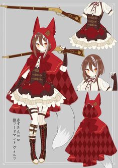 an anime character is dressed in red and white