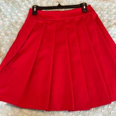 Ann Taylor Size 2 Red Pleated Skirt Nwt Great For The Holidays Casual Red Full Mini Skirt, Red Pleated Flared Skirt, Red Pleated Mini Skirt For Party, Red Pleated Flared Skirt With Lining, Red Lined Pleated Flared Skirt, Spring Red Pleated Tennis Skirt, Red Pleated Flared Skirt For Spring, Red Full Mini Skirt For Spring, Red Pleated Tennis Skirt For Spring