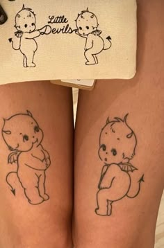 Kewpie Art, Tattoo Planning, Maching Tattoos, Small Girly Tattoos, Collage Des Photos, Devil Tattoo, Cute Tats, Flash Tattoo Designs, Cute Little Tattoos