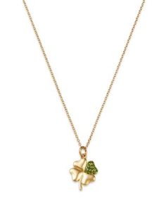 Moon & Meadow 14K Yellow Gold Green Diopside Clover Pendant Necklace, 16-18 Michael Michaud, Clover Pendant, Peridot Necklace, Necklace Simple, Simple Necklace, Green Gold, Green And Gold, Yellow Gold, Moon