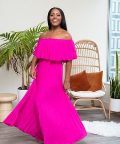 Pleated Maxi Dress Accordion Dress, Pleated Maxi Dress, Pleated Maxi, Pleated Dress, Beautiful Outfits, Off The Shoulder, Off Shoulder, Elastic Waist, Maxi Dress