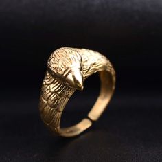 Handmade Item Material:- Brass  Product : Ring Ring Size : All Size Available (Choose From Variation) Vintage Eagle Ring For Men and Women, Gold Eagle Ring Gothic Adjustable Ring, Open Band Punk Jewelry, Valentine Gift Ring, Brass Ring Personalization available --  Gold , Rose Gold Plated   All our pieces are handmade, Nickel-free  This Ring is made of Brass. Waterproof .  This rings are perfect for any occasion .We Crafted All Brass Rings in 100% Solid brass And For Silver Ring we Use 925 Sterl Gold Punk Rings, Rings Materials, Eagle Jewelry, Eagle Ring, Gold Eagle, Golden Eagle, Special Ring, Punk Jewelry, Punk Bands