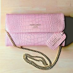 Beautiful Persaman New York Priscilla Croc Embossed Pink Leather Crossbody Clutch Bag With Gold Chain Strap Excellent Preowned Condition. Inside Is Spotless & Appears Unused. Exterior & Hardware Has Minimal Wear. Measurements: Height: 10" Width: 6" Depth: 2" Crossbody Strap Drop Length: 22" - Pink Barbie-Core Croc Embossed Leather, Made In Italy - Gleaming Gold-Toned Hardware - Button Closure - Three Inside Pockets, Including Phone / Change Pocket With Zipper - Removable Gold Chain Crossbody Str Guess Shoulder Bag, High-end Pink Shoulder Bag With Gold-tone Hardware, Pink Shoulder Bag With Gold-tone Hardware, Crocodile Purse Pink, Fendi Backpack, Pink Crossbody Shoulder Bag With Silver-tone Hardware, Luxury Pink Shoulder Bag With Gold-tone Hardware, Sequin Bag, Gucci Wallet