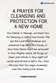 a prayer for cleaning and protection for a new home