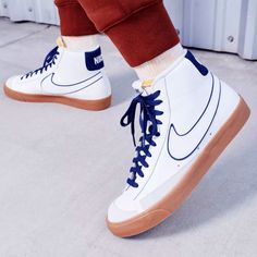 Nike Blazer Mid ‘77 Premium “Sail Navy Gum” | M9 Dq7672-100 Leather | Nwt No Lid Discount Details These Are 100% New Shoes That I Acquired With The Original Box But Lacking The Lid, Allowing Me To Pass Additional Savings To You. I Personally Authentic Each And Every Shoe With Their Genuine Tags And Serial Numbersyou’re Getting A Great Deal! Product Details - Serial: 04q5sta10x75q - Size: Men’s 9 (Us) - Condition: New With Tag / No Lid Box - Colors: Sail / Midnight Navy - Style: Dq7672-100 Authen Retro White Leather High-top Sneakers, White Leather Retro High-top Sneakers, Retro Leather Sneakers For Everyday, Nike Casual Custom Leather Sneakers, Casual Nike Custom Leather Sneakers, Nike Leather Sneakers With White Laces, Shoes Nike Blazer, Nike Blazer Mid 77, Number Tags