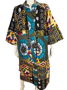 Authentic African Print Ankara Kimono Duster and Headwrap set with Pockets is a vibrant and elegant ensemble celebrating traditional African artistry with a modern flair. The kimono duster features authentic Ankara fabric, known for its bold, colorful patterns and intricate designs. Its flowing, open-front silhouette provides a graceful drape, making it a versatile piece for layering over various outfits. The accompanying headwrap complements the kimono with the same eye-catching print and a coo African Print Kimono, Ankara Kimono, The Gambia, Kimono Duster, Colorful Patterns, Print Kimonos, Ankara Fabric, Intricate Designs, Contemporary Fashion