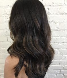 Dark Roots Babylights, Medium Length Dark Hair Blowout, Black Hair Partial Balayage, Subtle Brown Balayage On Black Hair, Brown Baby Lights On Black Hair, Dark Brown With Babylights, Babylights Dark Hair, Black Hair With Babylights, Subtle Balayage Black Hair