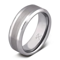 men's wedding band with brushed finish in white gold and silver, 6mm