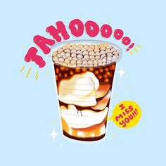 an image of a drink with beans and ice cream in the cup that says yahooooo