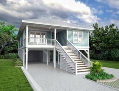 a rendering of a house with stairs leading up to the second floor