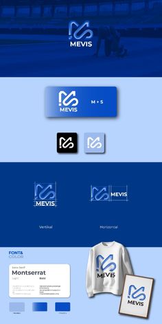 the logo and business cards for meviss, which are designed to look like an airplane