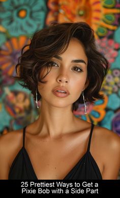 Find the most stunning pixie bob styles with a side part and transform your look with these easy, chic options! #bobhairstyleideas Bob Hairstyles Side Part, Wavy Layered Bob, Bob Side Part, Sleek Short Hair, Trendy Bob Hairstyles, Formal Hairstyles For Long Hair, Short Dark Hair, Easy Chic, Bob Hair