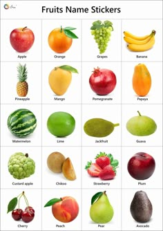 an image of fruits names in english