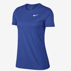 Nike Women's Dri-Fit Legend Basic Blue Moisture-wicking Tops, Blue Basic Tops With Moisture-wicking, Basic Blue Workout T-shirt, Nike Blue Athleisure Tops, Blue Nike Workout Top, Blue Nike Top For Workout, Nike Blue Workout Top, Nike Blue, Nike Tops