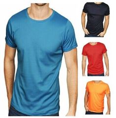 Great Shopping Mens Plain POLYESTER T shirt Crew Neck T-Shirts Tee Top Muscle poly sale clear b, Men Tops Men Tops, Fashion Tops, Top Tee, Breathable Fabric, Neck T Shirt, Tee Shirts, Crew Neck, Top Outfits, Mens Outfits