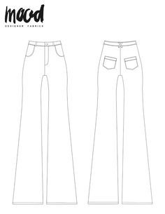 the front and back view of a women's pants sewing pattern