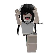 an animated character with black hair and white shirt