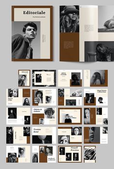 an editorial style brochure is displayed on a gray background with brown and white photos