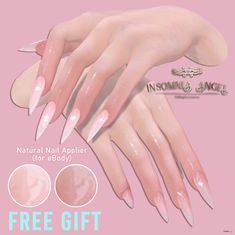 an advertisement for natural nail appliance featuring hands with french manies and free gift