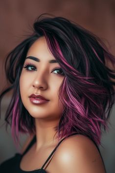 40 Shaggy Bobs for Fine Hair: The Ultimate Guide to Textured Chic - Luxe Luminous Purple Tipped Hair, Fall Vivid Hair Color Short Hair, Hair Color Inspiration For Short Hair, Shaggy Bobs, Hair Refresh, Edgy Hair Color, Rambut Brunette, Bold Hair Color