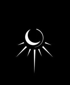 the sun and moon are seen in this black background