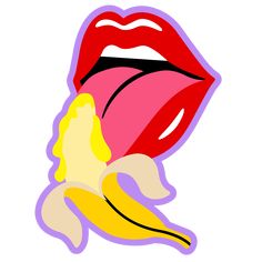 an image of a woman's mouth with a banana in front of her lips