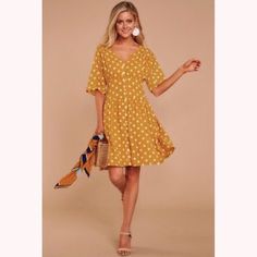 New, With Tags Size Large Bust: 40 Inches Waist: 34 Inches Hips: 46 Inches Length: 35 Inches Yellow Polka Dot Dress, Polyvore Dress, Black Kids Fashion, Summer Mini Dress, Outfits Dress, Burgundy Prom Dress, Red Dress Boutique, Dress Chiffon, Stockholm Fashion