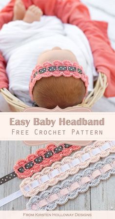 the baby headband is made from crochet